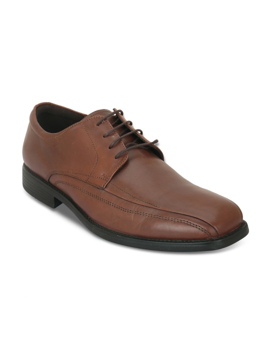 Men Brown Leather Formal Derbys 5