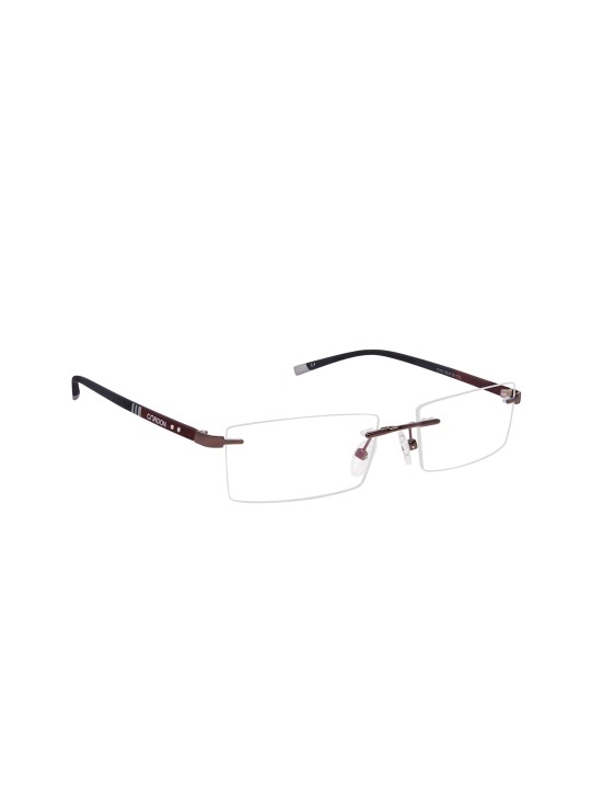 Unisex Brown & Black Solid Rimless Rectangle Frames LCEWCD1644NISU1018xC4