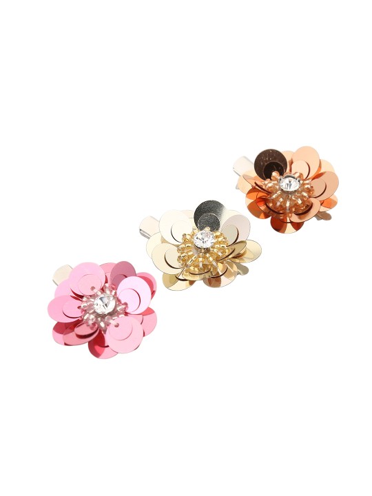 Set of 3 Multi-coloured Embellished Alligator Hair Clip