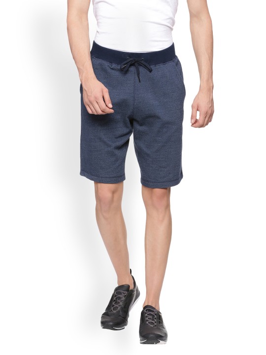 Men Navy Blue Solid Regular Fit Active Sports Shorts 34