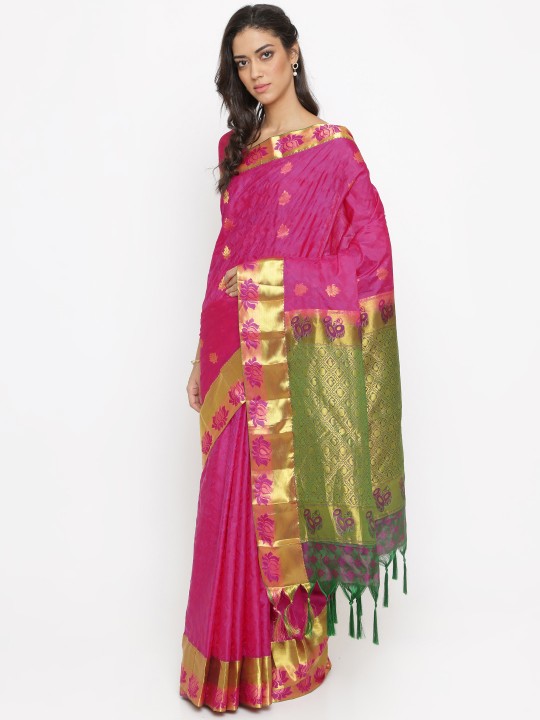 Classicate Magenta Pure Silk Woven Design Kanjeevaram Saree