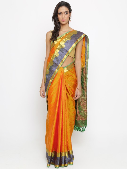 Classicate Yellow Pure Silk Woven Design Kanjeevaram Saree