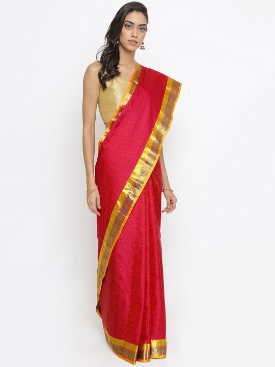 Pink Pure Silk Woven Design Kanjeevaram Saree