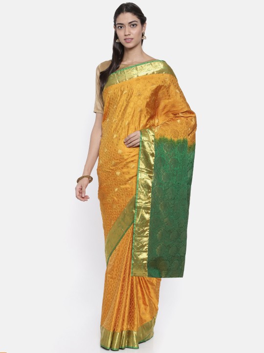 Yellow Pure Silk Woven Design Kanjeevaram Saree