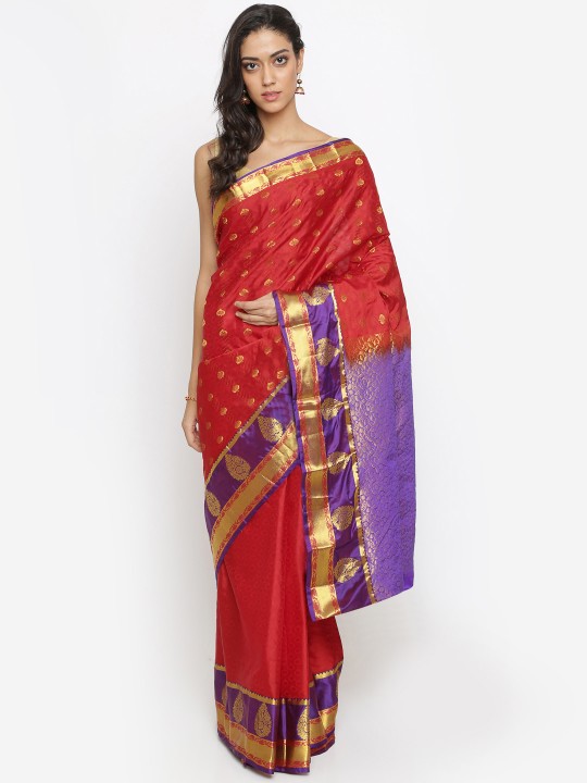 Classicate Red Pure Silk Woven Design Kanjeevaram Saree