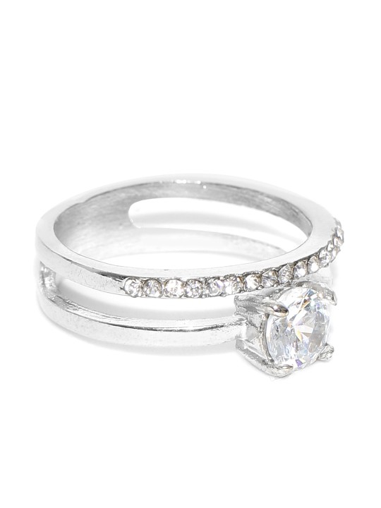 Silver Plated Solitaire Cubic Zirconia Engagement Ring Buy