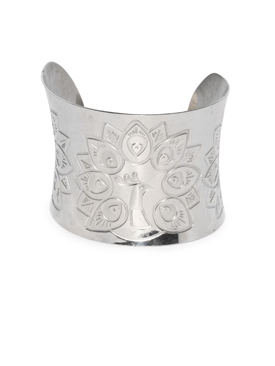 Silver-Toned Stainless Steel Cuff Bracelet