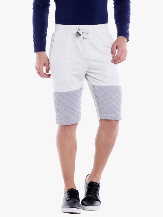 Men Off-White Solid Regular Fit Regular Shorts 30