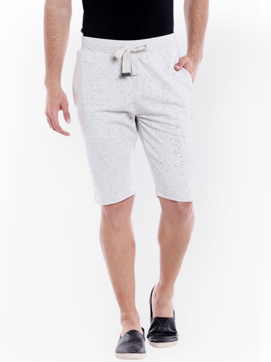 Men Off-White Solid Regular Fit Regular Shorts 30