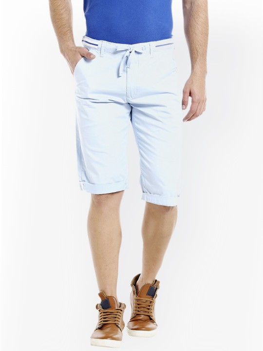 Men Blue Solid Regular Fit Regular Shorts 30