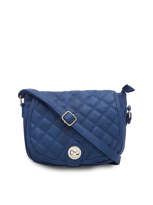 Navy Blue & Navy Blue Self Design Sling Bag