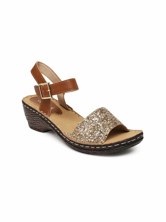 Women Brown Solid Sandals 36
