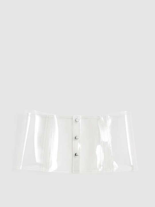 Women Transparent Solid Wide Belt