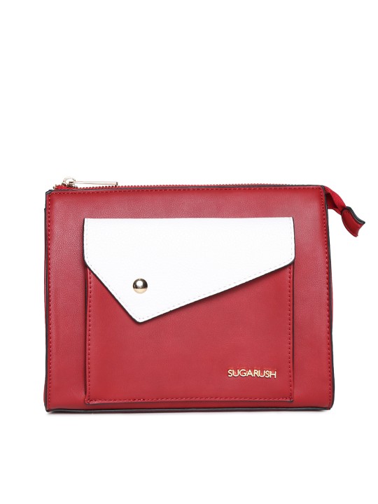 Red & White Colourblocked Clutch