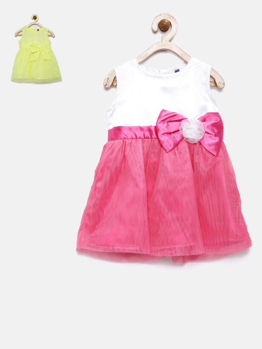 Girls Pack of 2 Yellow, White & Pink Dress 6-12M