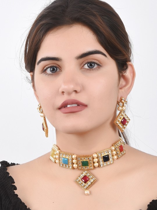 Gold-Toned Metal Gold-Plated Jewellery Set