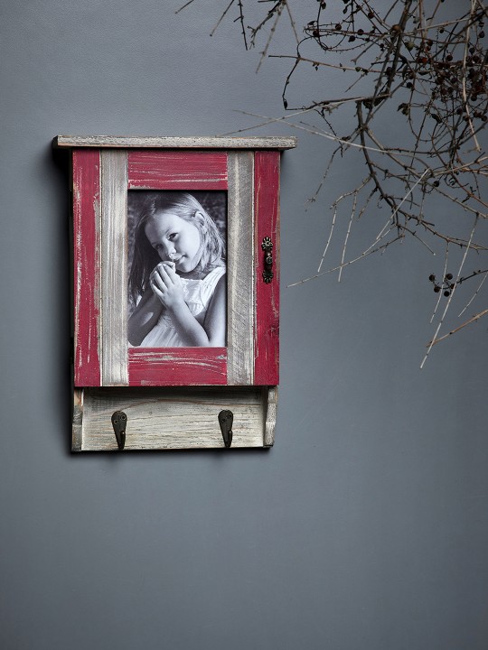Beige & Red Key Holder with Photo Frame