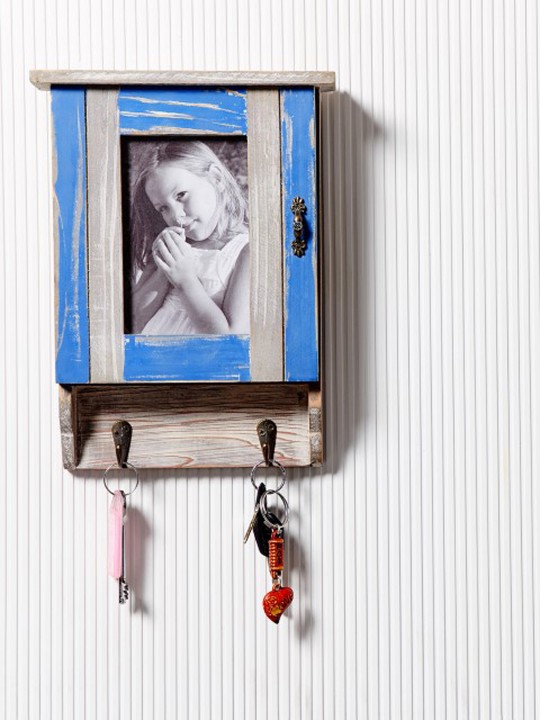 Beige & Blue Key Holder with Photo Frame