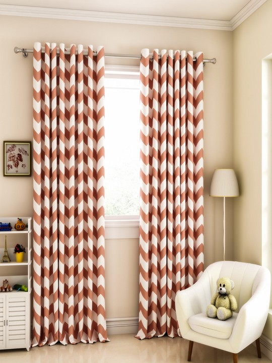 White & Brown Door Curtains