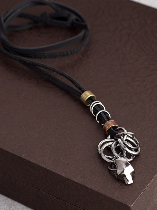 Men Silver-Toned Pendant With Chain