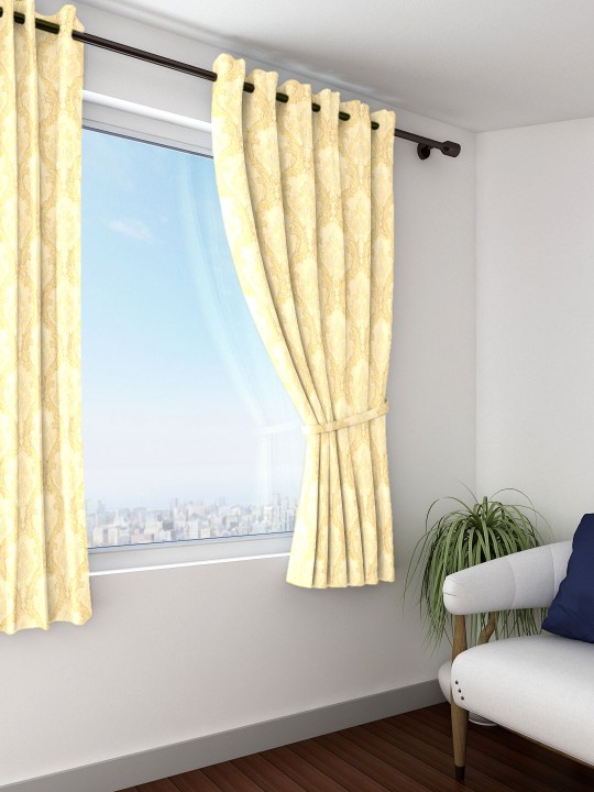 Skipper Beige Damask Window Curtain