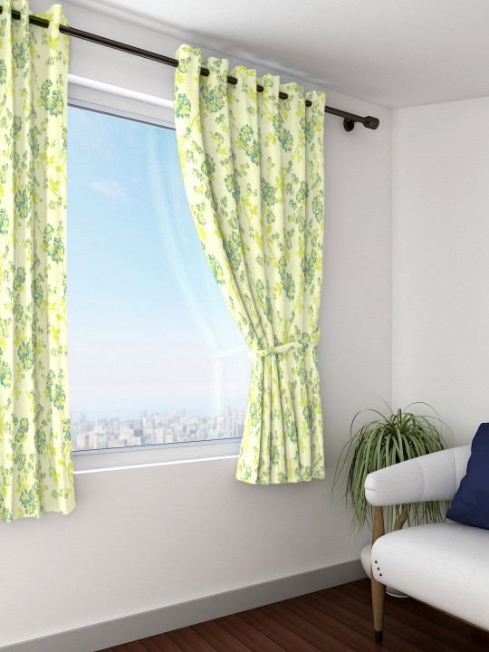 Skipper Green Floral Window Curtain