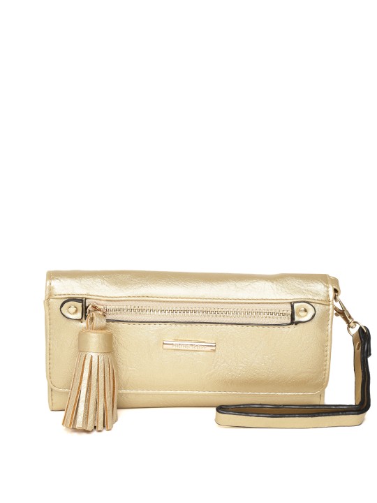 Women Gold-Toned Solid Three Fold Wallet