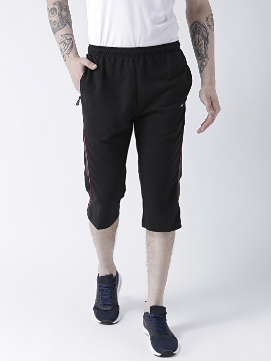 Men Black Solid Regular Shorts 28