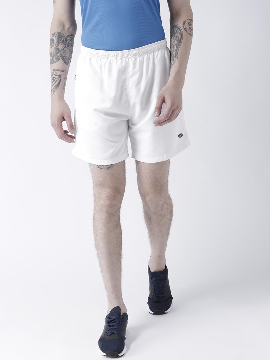 Men White Solid Regular Shorts 28