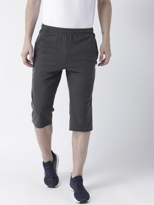Men Grey Solid Regular Shorts 28