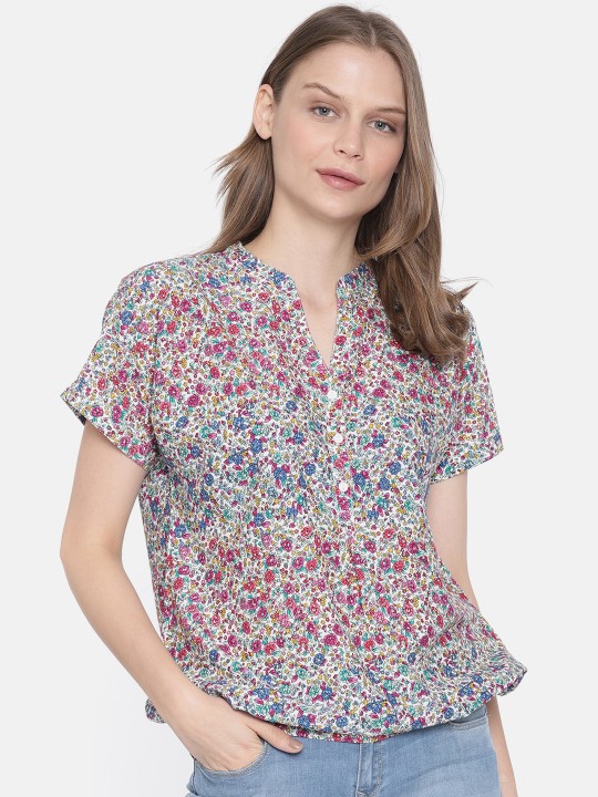 Women Multicoloured Printed Shirt Style Top
