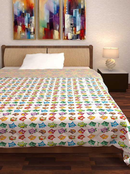 White Cartoon Characters AC Room 120 GSM Single Bed Dohar