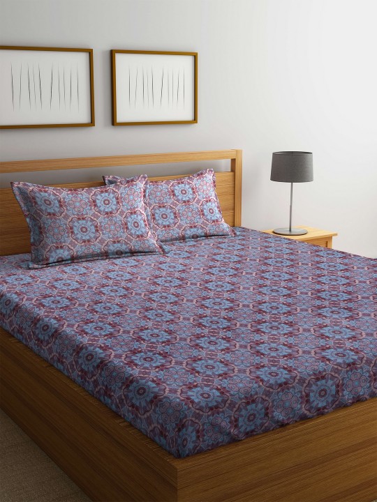 Brown Flat 100 TC Polyester 1 Queen Bedsheet with 2 Pillow Covers