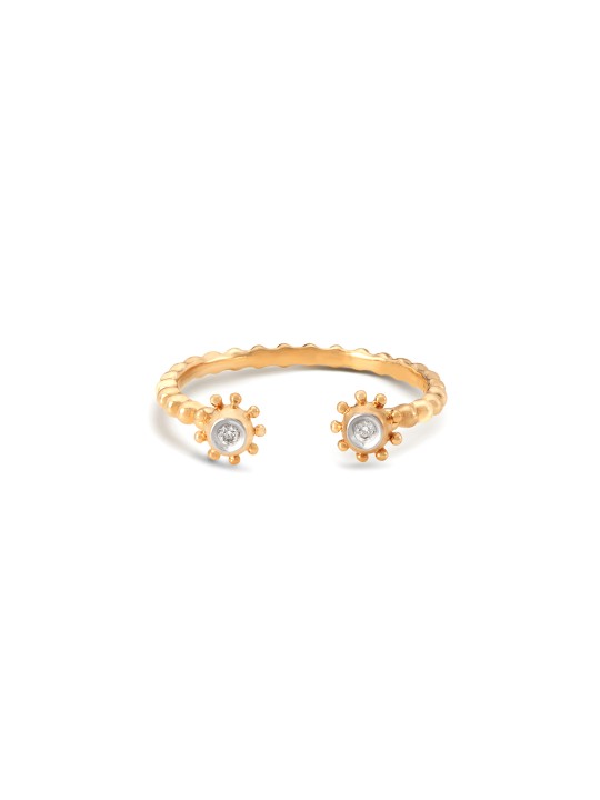 Women 14-Carat Yellow Gold Ring with Diamonds