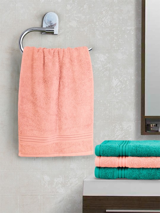 Green and Peach Set Of 4 600 GSM Hand Towels