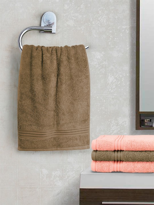 Brown and Pink Set Of 4 600 GSM Hand Towels