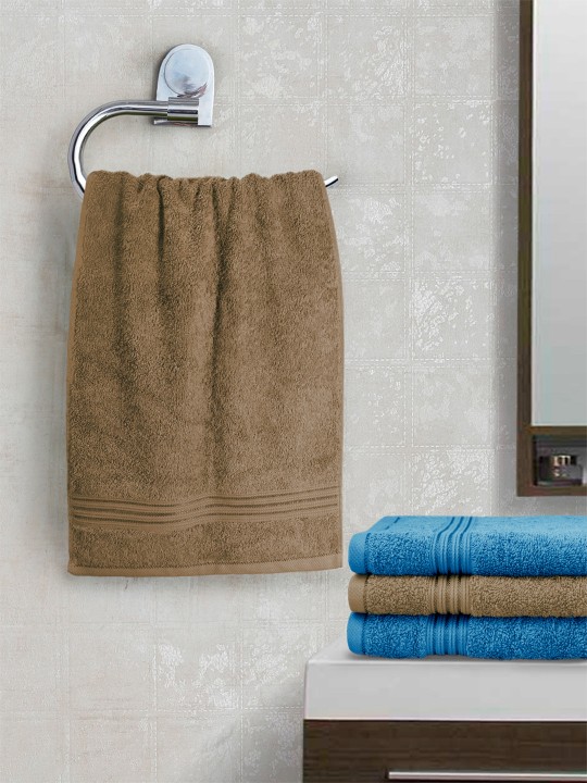 Brown and Blue Set Of 4 600 GSM Hand Towels