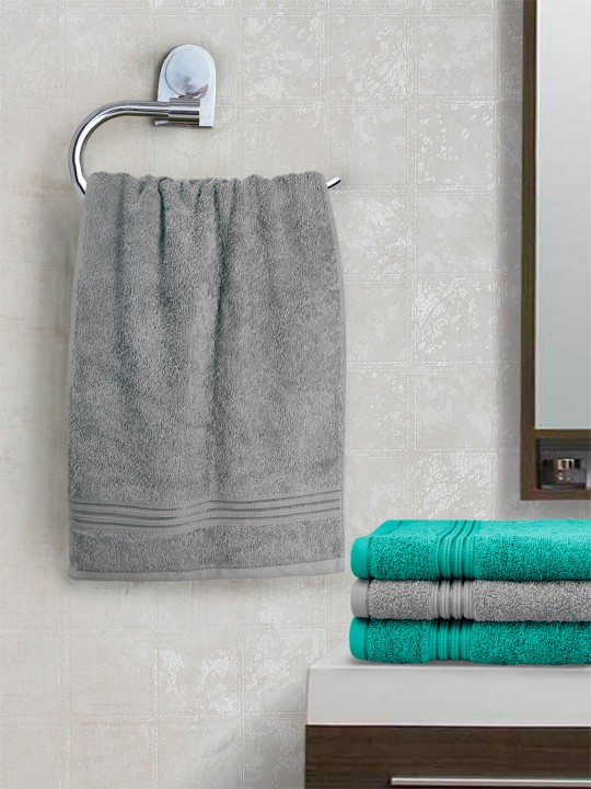 Grey and Green Set Of 4 600 GSM Hand Towels