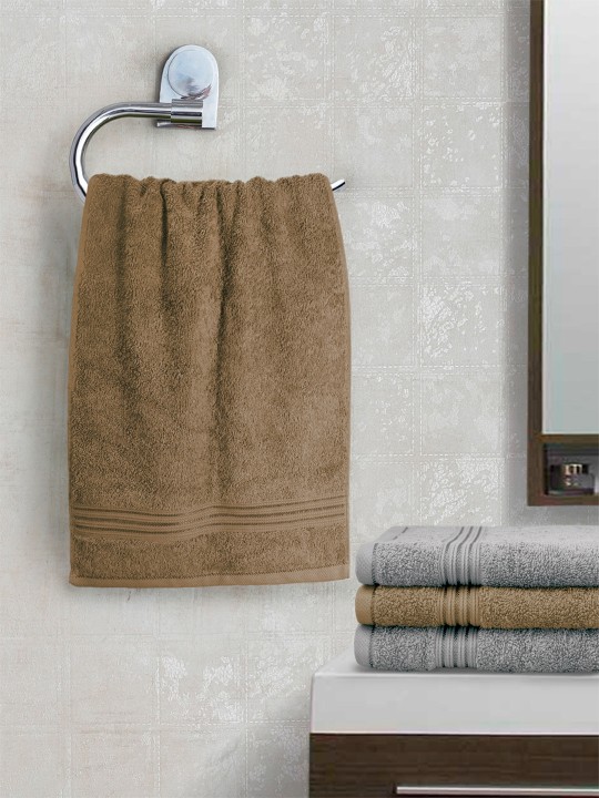 Brown and Grey Set Of 4 600 GSM Hand Towels