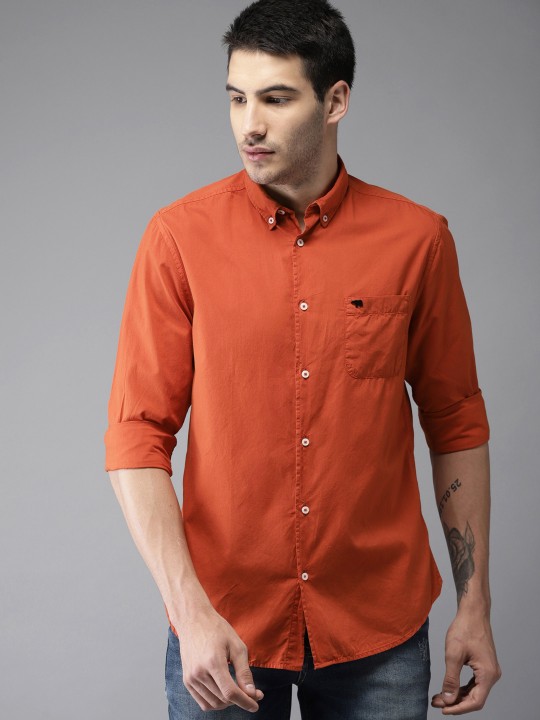 Men Rust Club Slim Fit Solid Casual Shirt 38