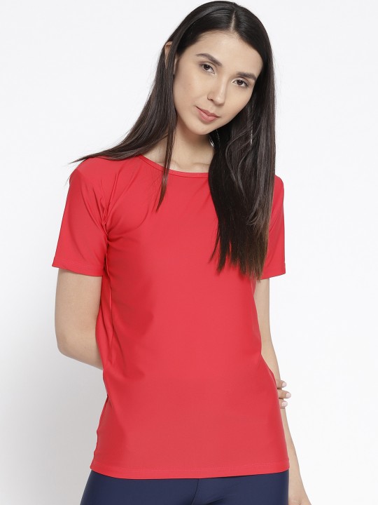 Red Solid Swim T-shirt 003545W017 L