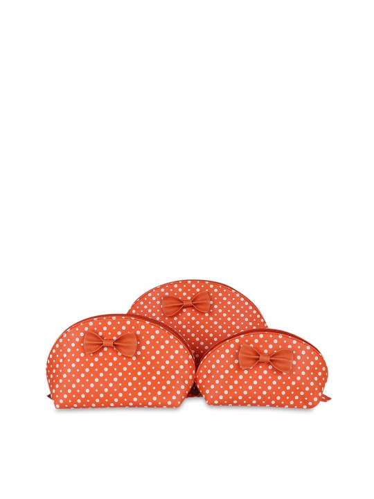 Women Orange Pack of 3 Colourblocked Make-Up Pouch