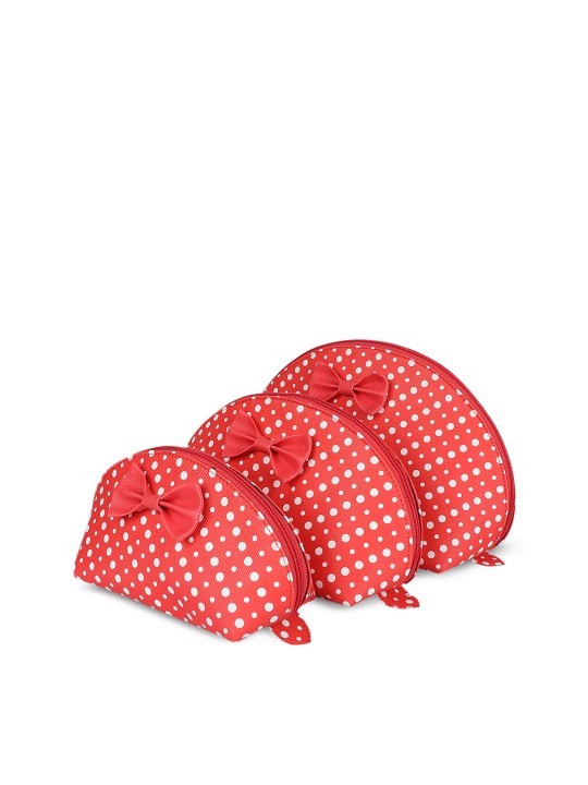 Pack of 3 Women Red Colourblocked Make-Up Pouch