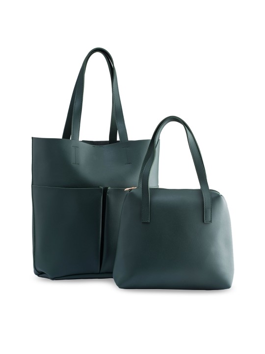 Green Solid Tote Bag