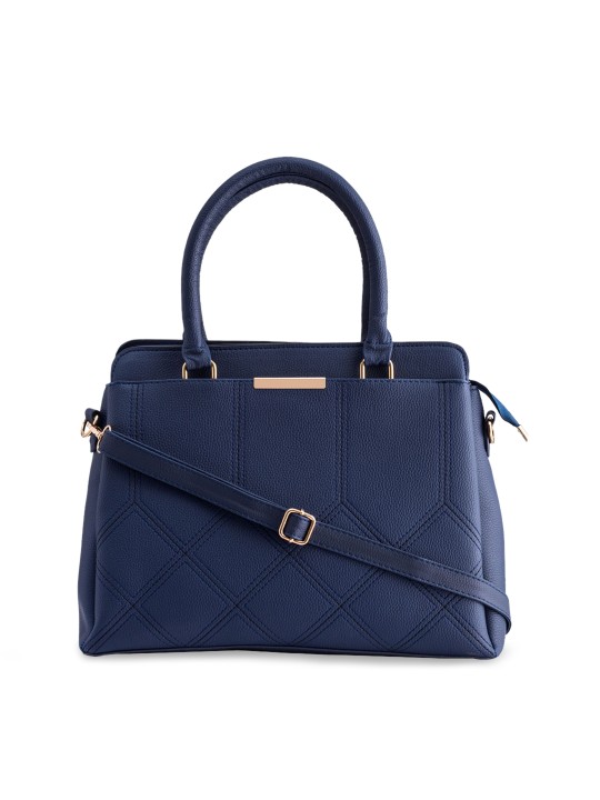 Blue Solid Handheld Bag