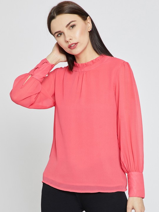 Women Pink Solid Top S