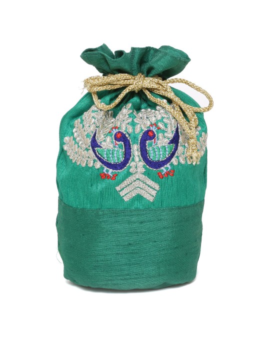 Green Embroidered Clutch