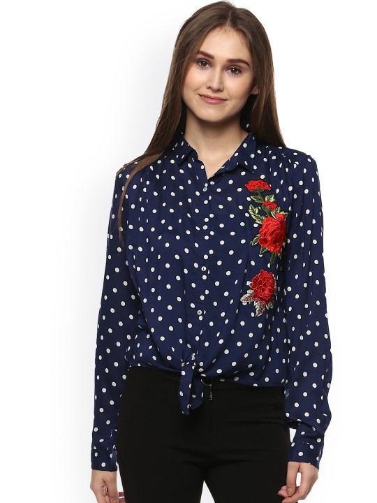 Women Blue Regular Fit Printed Casual Shirt XS
