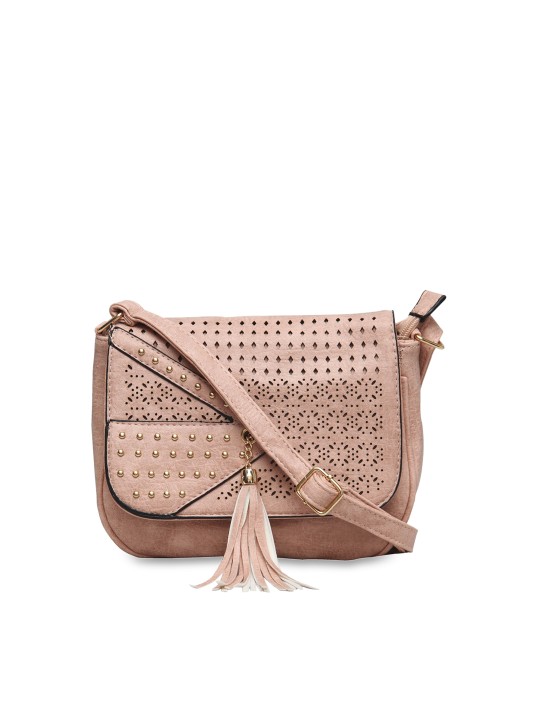 Women Peach-Coloured Solid Sling Bag