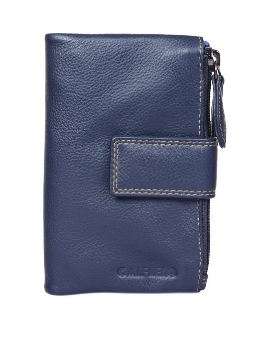Women Navy Blue Solid Two Fold Wallet